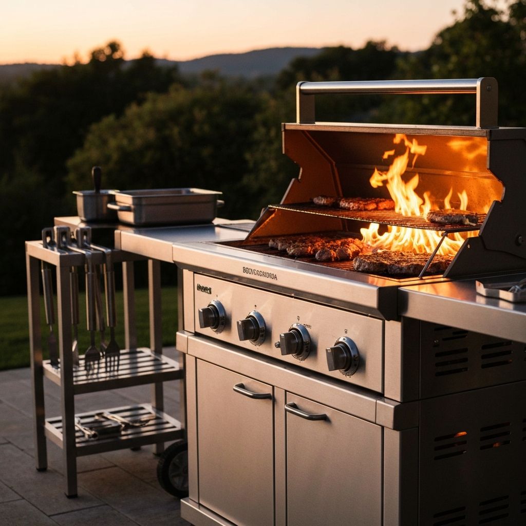 Profesjonalny grill z płomieniami